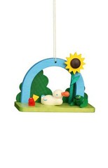 11-0609 – Christian Ulbricht Ornament – Duck and Frog With Sunflower – 2.1″H …