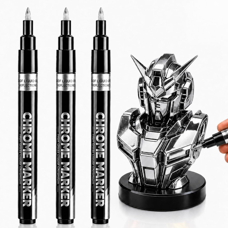 Hotu Silver Chrome Paint Markers 3 Pack Liquid Mirror Chrome Paint Pens 0.7Mm