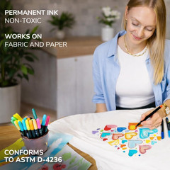 32 Fabric Markers Pens – Non Toxic, Indelible and Permanent Fabric Paint Pens –