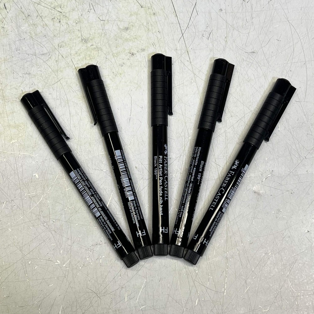 FABER-CASTELL (5 SET) PITT Fude Artist Hard Pen Pigmented India Ink 199 Black