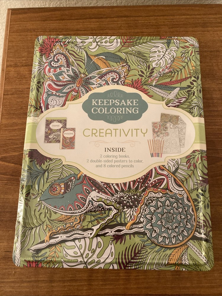 Keepsake Coloring Creativity Adult Multi Colored Design Tin Box NEW