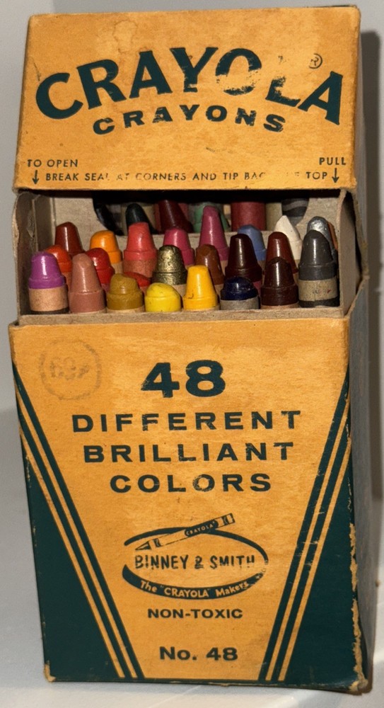 Vintage Used Crayola Crayons 48 Different Brilliant Colors Binney Smith RETIRED