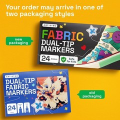 Permanent Fabric Markers 24 Pack, Dual-Tip for Textiles and Canvas