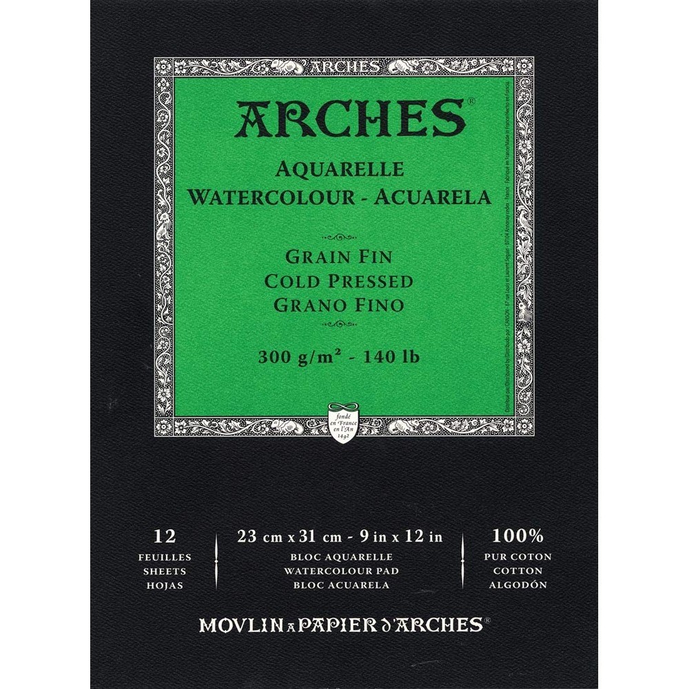 Arches Watercolor Paper Pad, 140 pound, Cold Press, 9″x12″