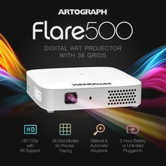 Artograph Smart HD Digital Art Projector with Remote, Wi Fi, and Case, White