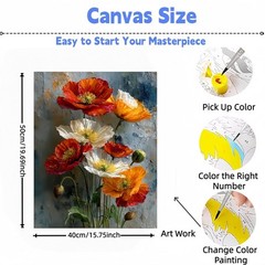 Paint by Numbers Kit for Adults,Attractive Flowers Paint by Number for Adul
