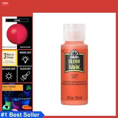 Glow in the Dark Acrylic Paint 2oz Red Bottle for Wood Canvas Paper Crafts