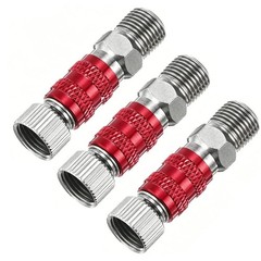 3Pcs 1/8 Air Brush Connector Adapters, 3pcs Air Brush Quick Connect, Red