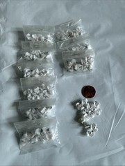 New Old Stock Lot Mini Bisque Porcelain Roses Ivory/Pink Crafts Project 100+ Pcs