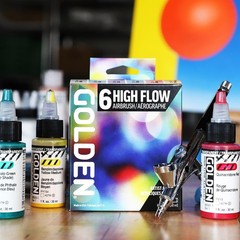 High Flow Acrylics by GOLDEN, Airbrush Set, 6 6 fl oz, Multicolored