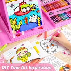 Soucolor Art Supplies, 283 Pieces Drawing Set Art Kits with Trifold Art Easel, 2