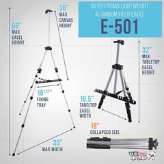 Versatile 66″ Silver Easel Stand – Perfect for Canvas, Posters & Presentations