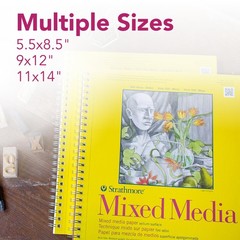 Strathmore 300 Series Mixed Media Paper Pad, Side 5.5 x 8.5 inches, White