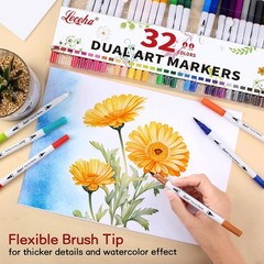 Dual Tip Brush Marker Pens for Adult Coloring Book Journaling Art Supplies