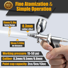 Airbrush Kit, Air Brush Painting Set, Double Action Trigger Airbrush Gun with 0.