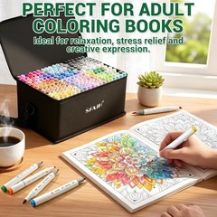 Double Tipped Alcohol Markers Set – 217 Colors Brush & Fine Tip Art Markers for