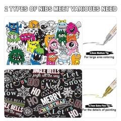 Betem Oil Based Paint Markers, Dual Tip Paint Pens(0.7mm & 3mm), 2Gold2Silver