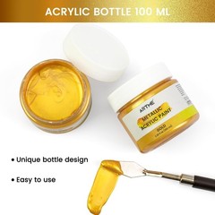 Metallic Gold Acrylic Paint, 100ML Non-Toxic, Non-Fading Gold Leaf Paint for Art