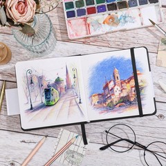 Hardcover Pocket Sketchbook, 5″ x Square Mini 5×5 Inch (80 Sheets ), Black