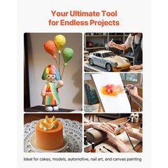 Uimoso Airbrush Kit with Compressor, 1/6 HP, 3 Airbrushes, 3 Nozzles, and Tank