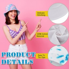 Silkfly 20 Pcs White Cotton Bucket Hat Bulk for Tie Dye Gift One Size,