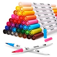 Colored Markers for Adult Coloring Book, Felt Tip Marker, Dual Tip Brush Pens…