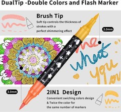 96 Colors Glitter Brush Markers,48 Pack Dual Tip Brush Glitter Marker for Doo…