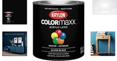 Acrylic Latex Paint 8oz Gloss Black Indoor Outdoor Multi Surface Rust Resistant