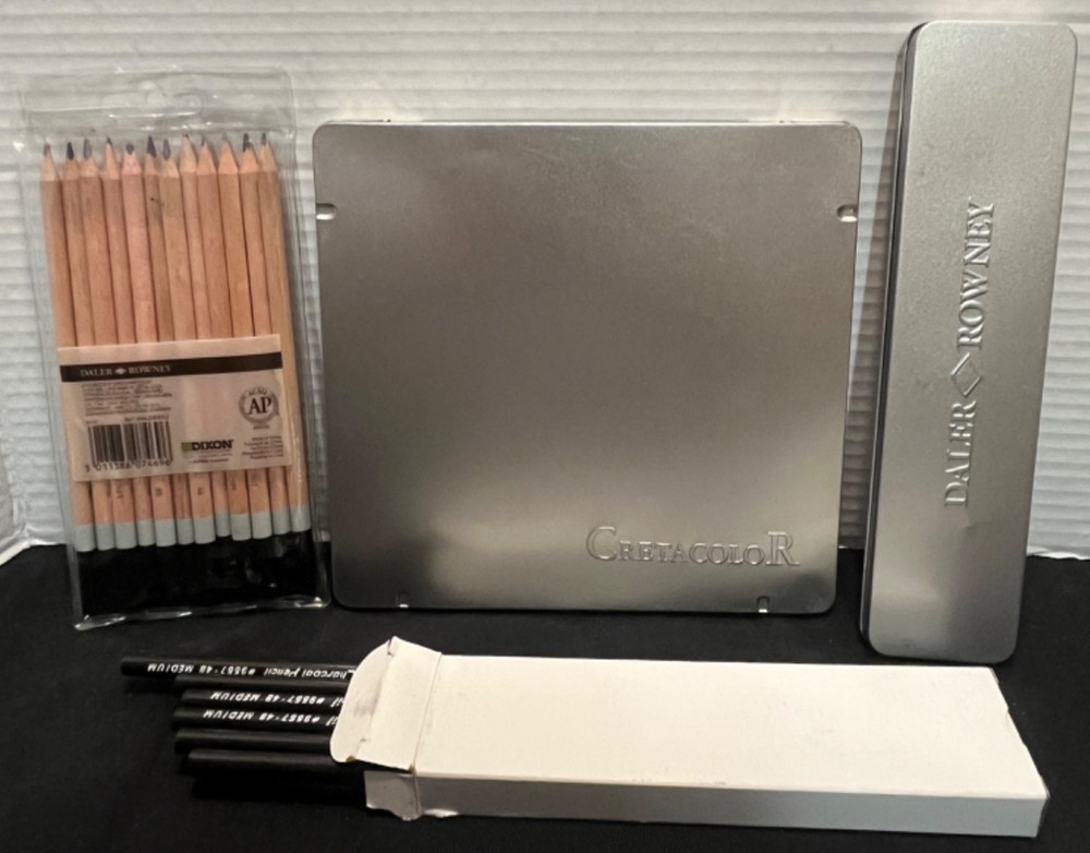 Cretacolor Charcoal Drawing Set Daler Rowney Sketch Pencils Artist Lot Tin