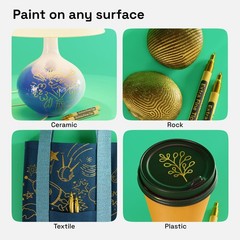 2 Gold Acrylic Paint Markers – 0.7mm Extra Fine-Tip Metallic Paint Pens – Per…