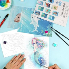 12 Sheets Sea Watercolor Paper Book 6×8 Inch Paint Pad Art Supplies Beginner