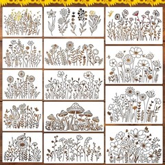 Flower Stencils for Painting, 14pcs Floral Stencils for Crafts Reusable, Draw…