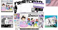 Dance-Themed Fashion Sketch Portfolio – 35 Pages & Stickers for Young Artists