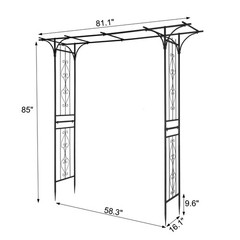206*41*216cm Iron 16mm Tube Flat Top Courtyard Iron Arch Black