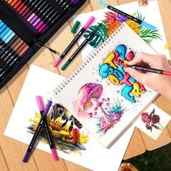 72 Colors Dual Tip Art Markers Pens for Adult Coloring Books, Brush and Fine …