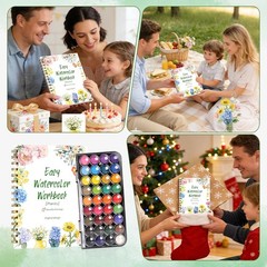 Watercolor Workbook，36 Colors Water Coloring Book Paint Set for Adults,12
