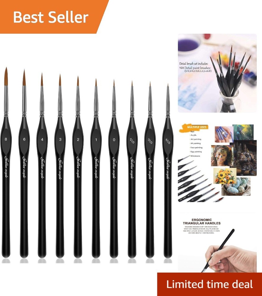 Versatile Mini Detail Brush Set: 10 Art Brushes for Nail, Model & Face Painting