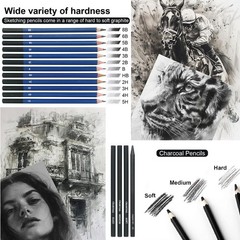 96 PCS Art Drawing Supplies 72 Colored Pencils 24 Sketching Kit Adult Teen