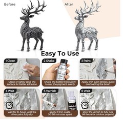 NicPro Liquid Silver Leaf Paint Kit Silver Acrylic Paint Set + Varnish N-M002