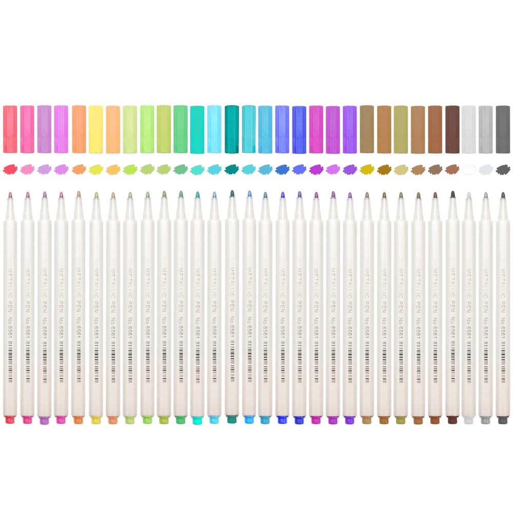 Metallic Marker Pens, 30 Colors Fine Tip Metallic Markers, Paint Pens for Bla…