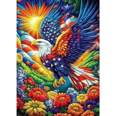 Eagle Diamond Art Kits for Adults, Flowers Diamond Painting Kits for Beginners,