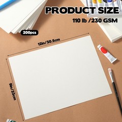 200 Sheets 9″ x 12″ Watercolor Paper Bulk, 110lb / 230gsm Cold Press White Th…