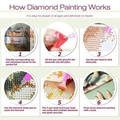 Flowers Diamond Art Painting Kits for Adults, Book 5D DIY Round Full Drill Gem A