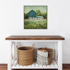 Amanti Art Framed Canvas Wall Art 22×22 Blissful Country III (Barn) by Elizab…