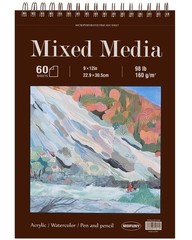 Mixed Media Sketchbook 9″ x 12″ – Multimedia Sketchbook Hardcover, Spiral Bou…
