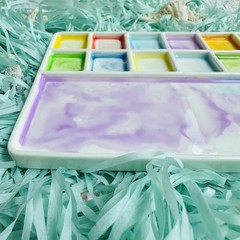 12Well Ceramic Paint Palette,Porcelain Watercolor Palette,Rectangle Artist Pr…