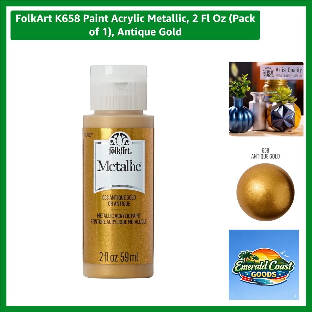 Luxury Antique Gold Acrylic Paint – 2 Fl Oz Non-Toxic for Effortless Elegance
