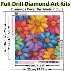 Flowers Diamond Art Kits for Adults, 5D 13.78×13.78 inches, KM641-1