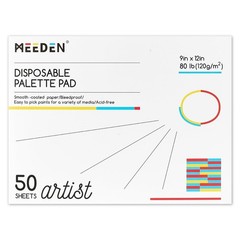 Disposable Artist Palette Paper Pad – 9″x12″, 50 Sheets, 80lb for Acrylic & Wate