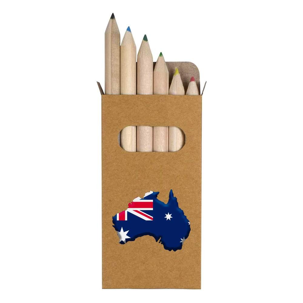 6 x ‘Australia Country’ Short 85mm Pencils / Coloured Pencil Set (PE00048980)